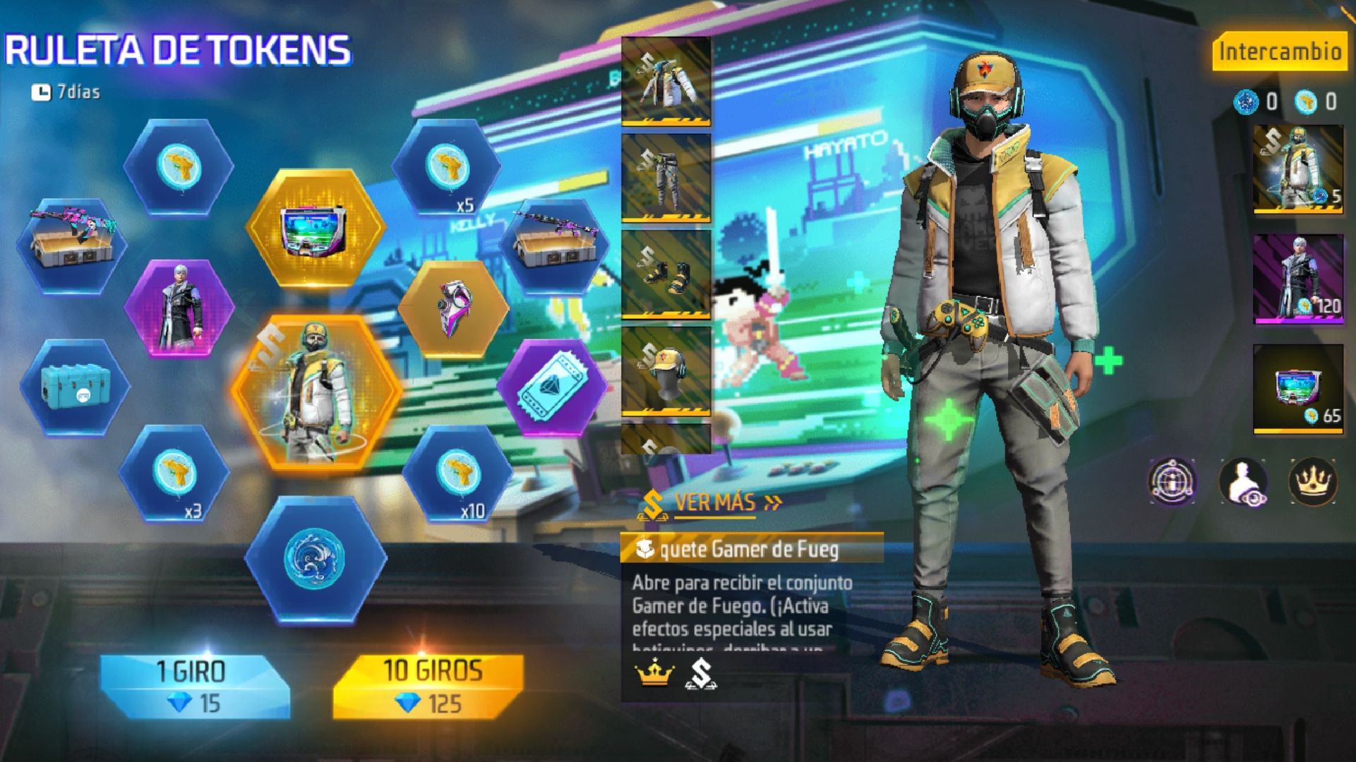 Free Fire: win the Fire Gamer outfit with the Token Roulette