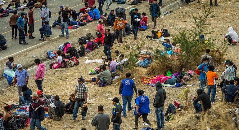 Honduran migrant caravan in Guatemala.