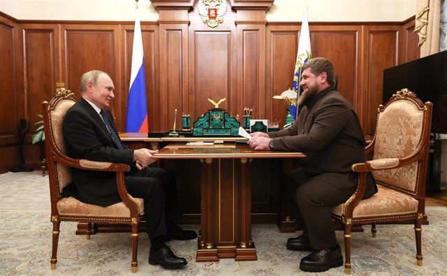 File - The president of Russia, Vladimir Putin, with the leader of the Russian republic of Chechnya, Ramzan Kadirov