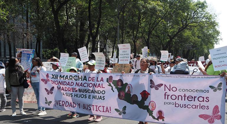 Participants in the XII March of National Dignity Mothers looking for their sons and daughters 'Truth and Justice!'  held in Mexico City