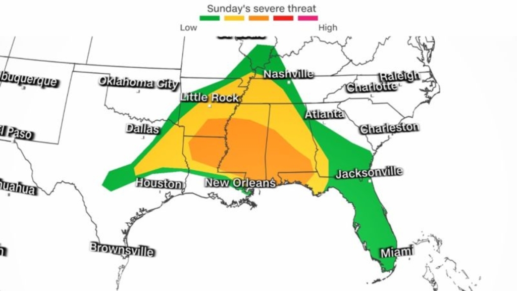 storms risk arkansas florida