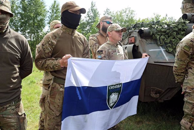 Paramilitaries of the Russian Freedom Legion, an opponent of the Kremlin.