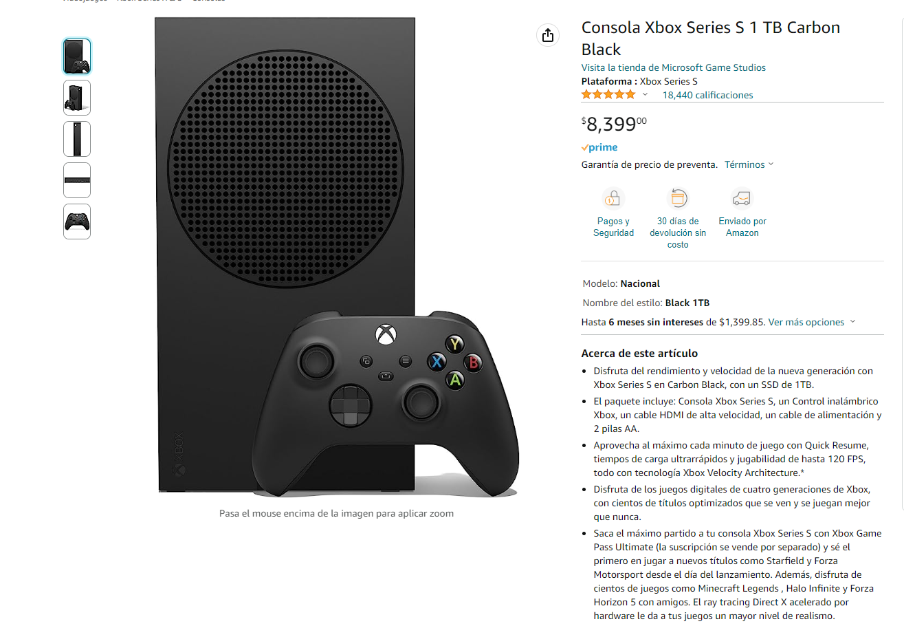 How much will the 1TB Xbox Series S Carbon Black cost in Mexico?  Your presale is now available