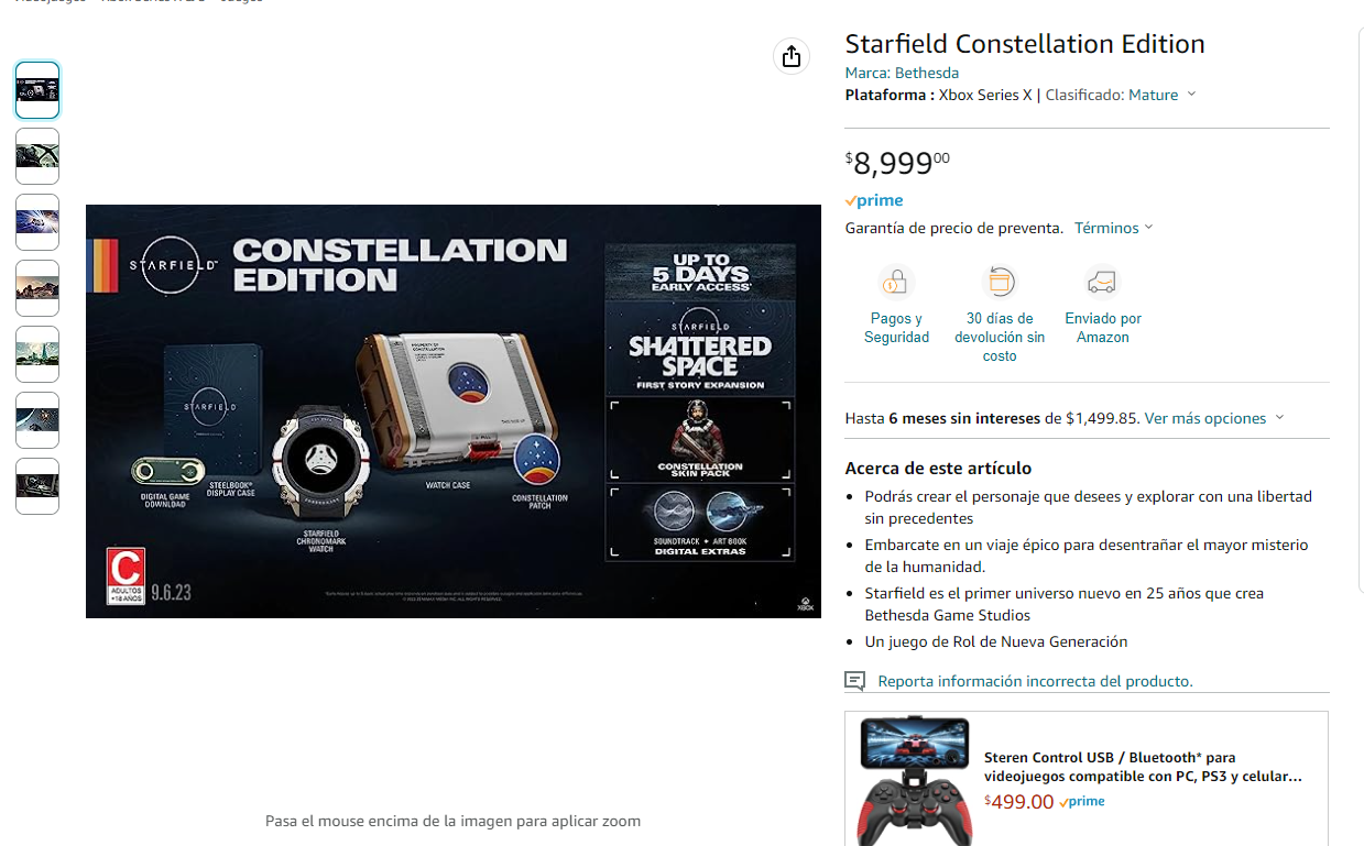 How much will the Starfield collector's edition cost in Mexico?  You can already pre-order it on Amazon