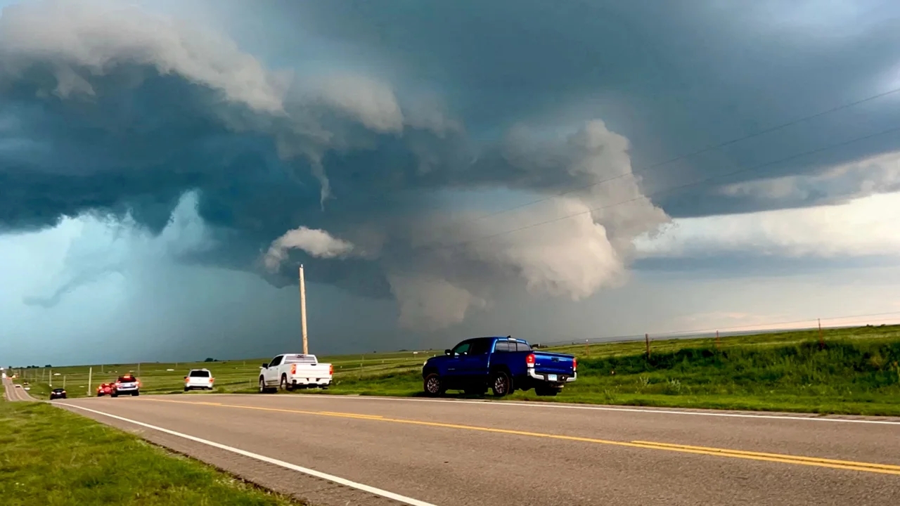 Storm clouds move over Beaver, Oklahoma, on Saturday.