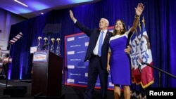 Former US Vice President Mike Pence waves to the crowd with his wife Karen after he publicly announced and began his campaign for the 2024 US Republican presidential nomination in Ankeny, Iowa, US on June 7, 2023