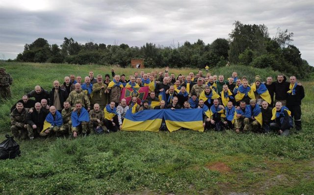 Ukrainian servicemen handed over by Russia in a prisoner of war exchange