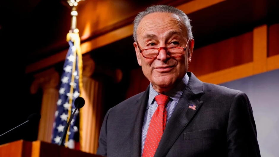 Senate Majority Leader Chuck Schumer speaks at a news briefing in the US Capitol building on December 7, 2022 in Washington, DC.