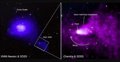 Traveling galaxies leave a tail of gas 1.5 million light-years away