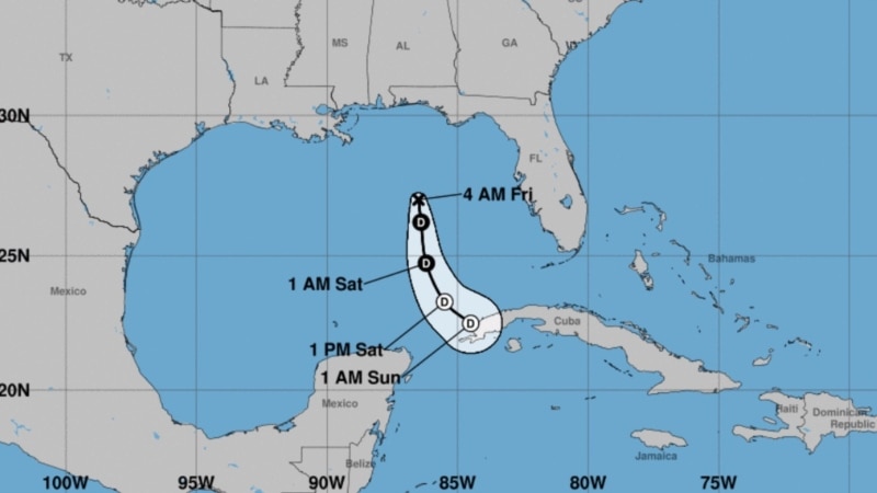 Tropical depression moves south in the Gulf of Mexico