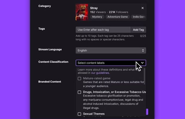 New Twitch Rating and Tagging System