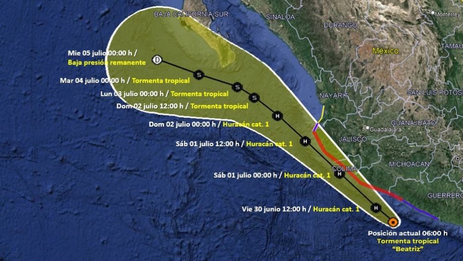 When would it arrive and which states of Mexico does it threaten?