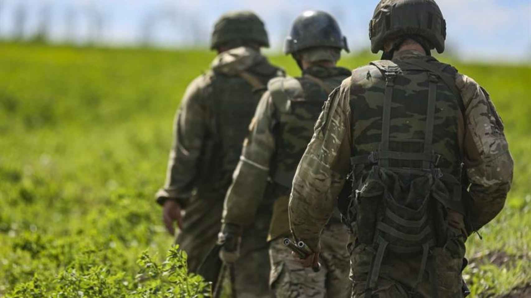 Members of the Donetsk People's Republic (DPR) militia near Vasiliivka this May.