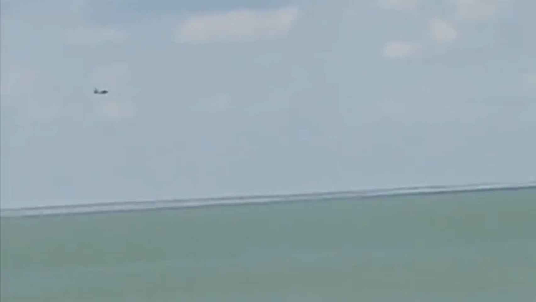 A Russian Su-25 fighter crashes in the Azov Sea during a training flight