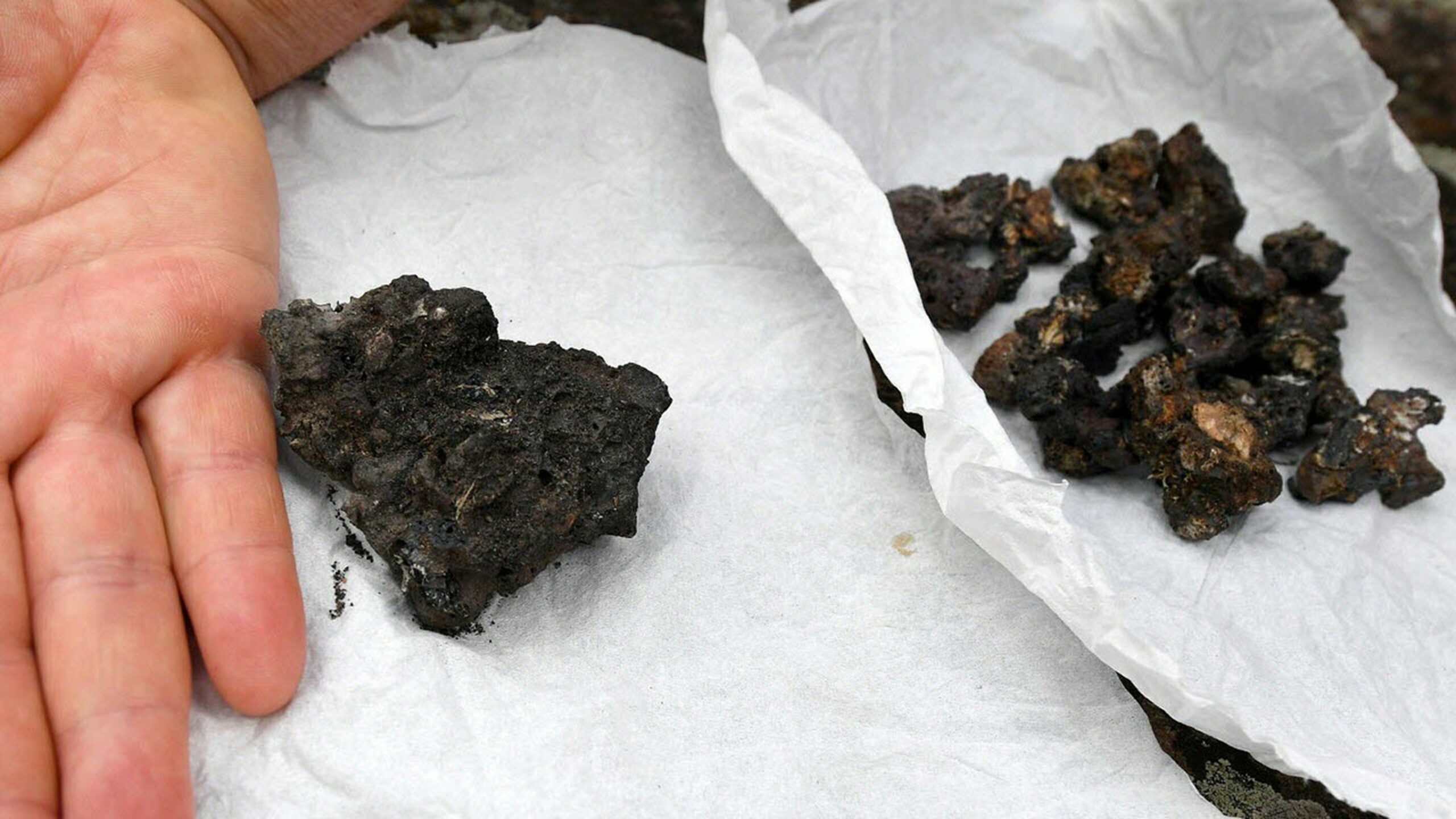 A French woman receives the impact of a small meteorite in her ribs