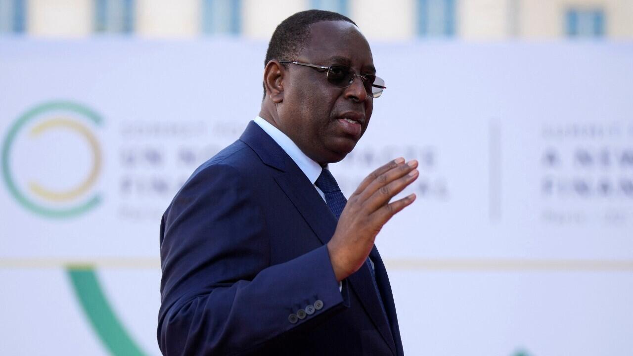 Senegalese President Macky Sall arrives for the closing session of the Global Financial New Deal Summit, Friday, June 23, 2023, in Paris, France.