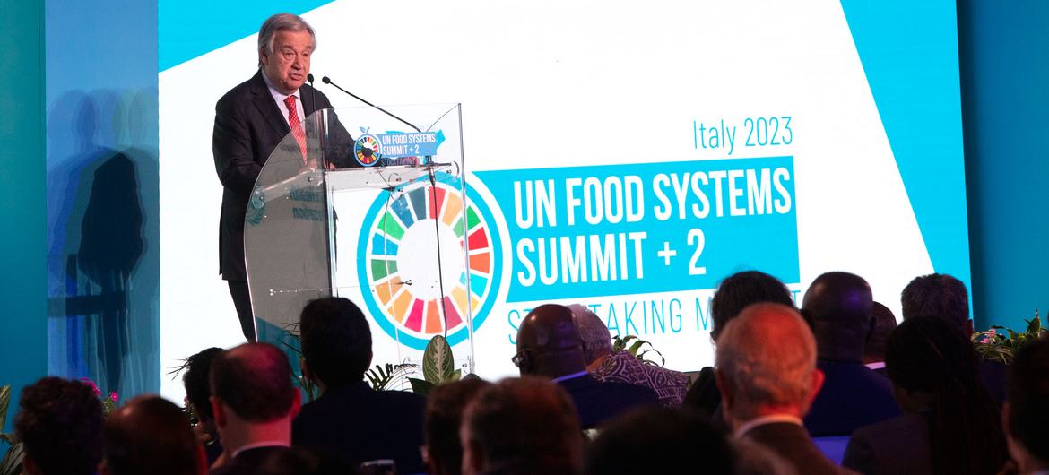 Secretary General António Guterres speaks at the United Nations Summit on Food Systems+2.