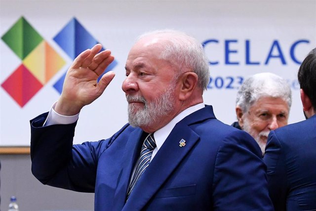 The President of Brazil, Luiz Inacio Lula da Silva, during the summit between the EU and CELAC in Brussels