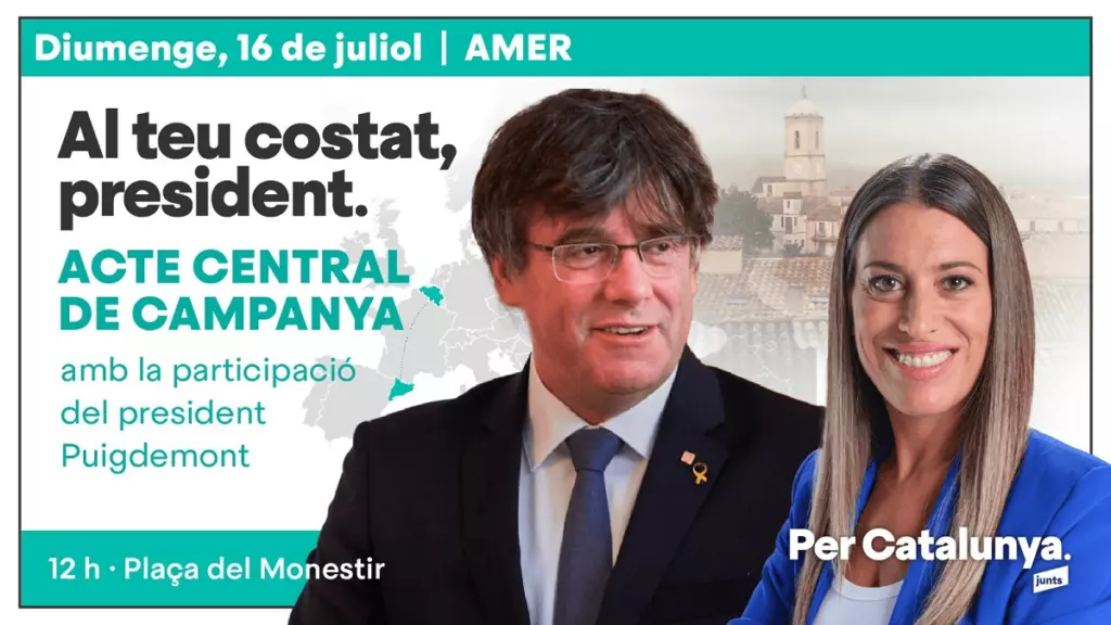 Puigdemont enters the campaign this Sunday at the Junts central meeting in Girona