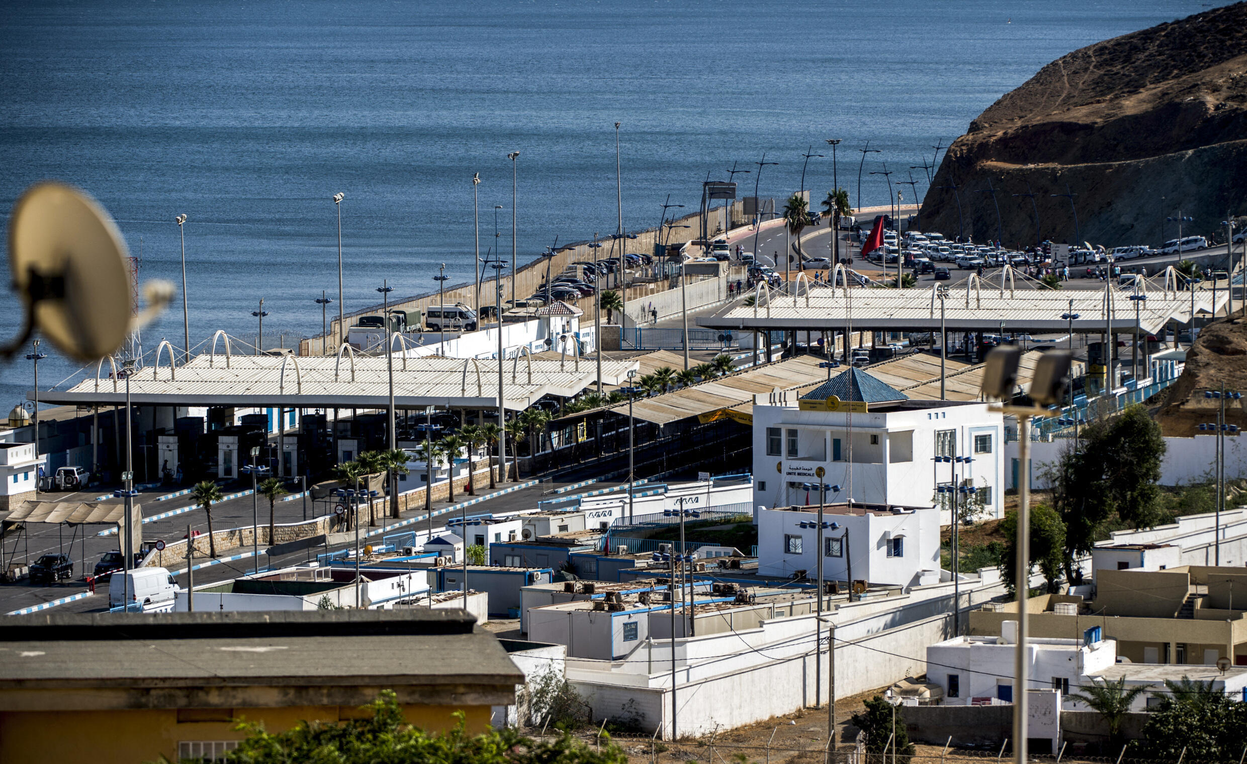 View of the border and customs control post that allows passage between the Spanish North African enclave of Ceuta, located in the Strait of Gibraltar, and Morocco, September 4, 2018.
