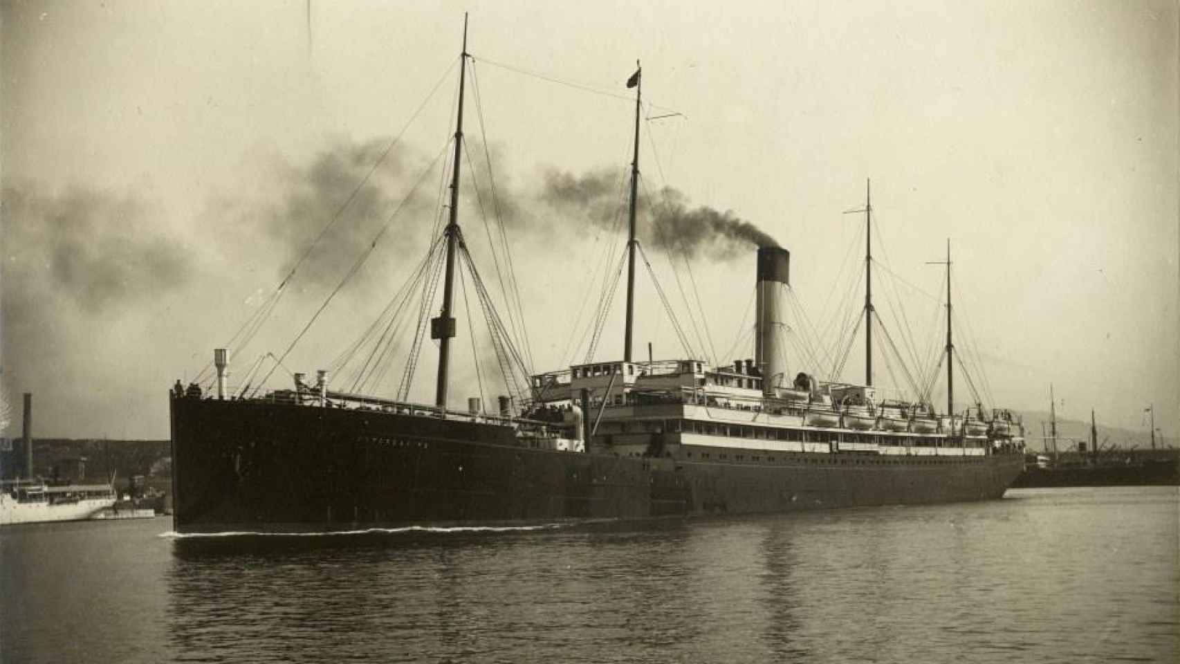 A Bibby Line Group ship during World War I (1914-1918).