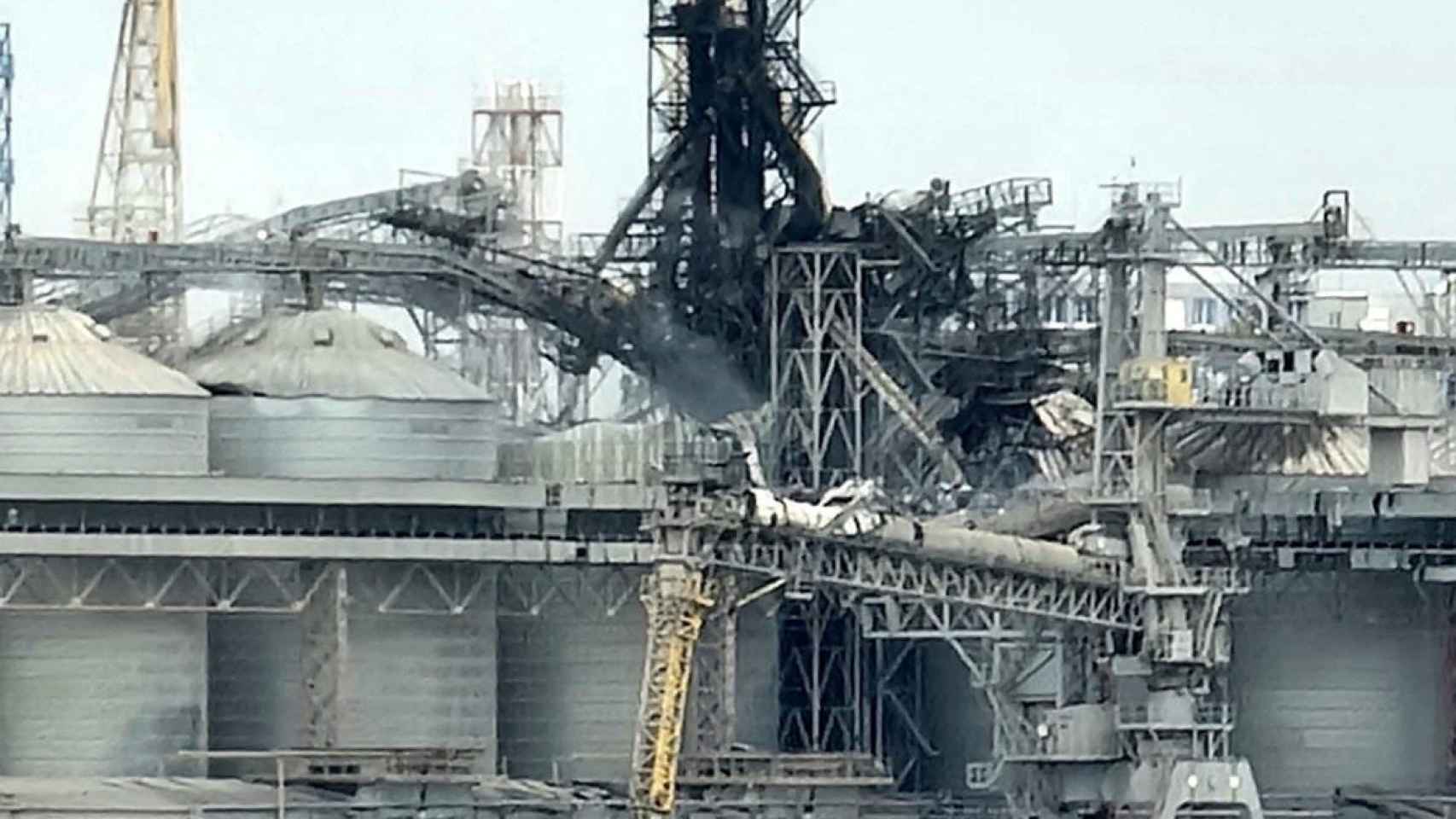 A view shows a grain terminal at a seaport damaged during Russian missile and drone attacks on Odessa.