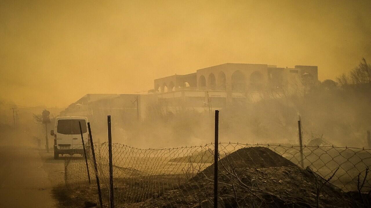 A burned hotel is seen during the forest fire on the island of Rhodes in Greece on July 22, 2023.