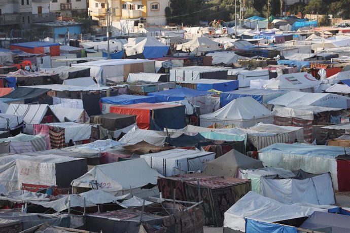 Makeshift tents in the Gaza Strip