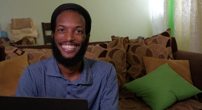 Josiah Johnson has benefited from Work Online Dominica, a government program supported by the UN.