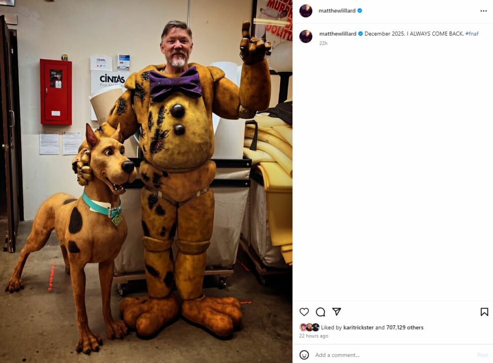 Matthew Lillard surprised Five Nights at Freddy's fans with an unpublished photo