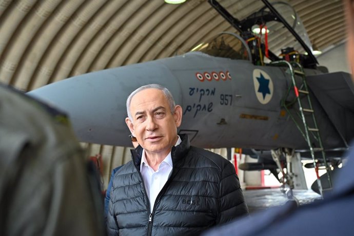 File - Prime Minister of Israel, Benjamin Netanyahu, during a visit to the Tel Nof air base (file)