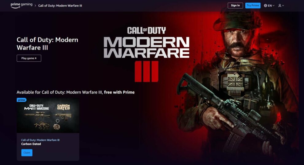 Amazon Prime subscribers can claim rewards for Call of Duty and other games