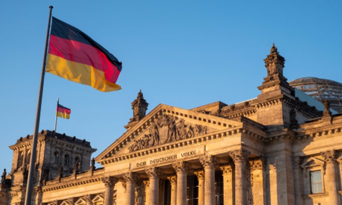 Archive - German flag in front of the Bundestag, in Berlin