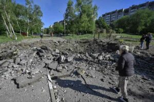 Ruins after a Russian bombing in Zaporizhzhia.