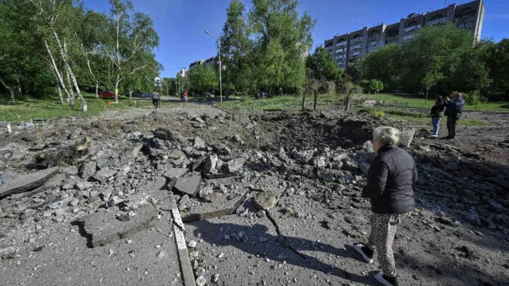 Ruins after a Russian bombing in Zaporizhzhia.