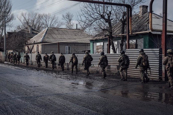 Archive - Archive image of Ukrainian soldiers in Bakhmut.