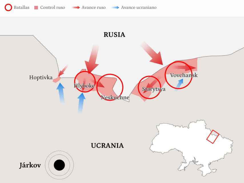 The battle front in the Kharkiv region, northern Ukraine.