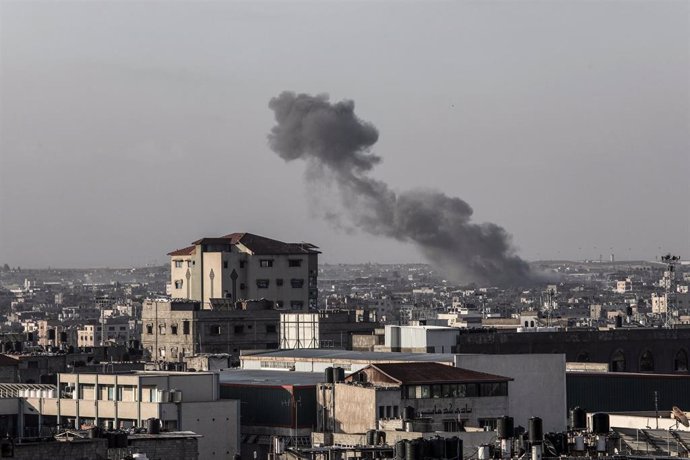 File - File image of smoke after an Israeli attack on Gaza.