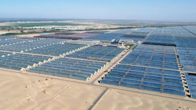 Greenhouses in the Hotan Desert, northwest China