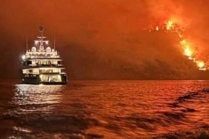 Fireworks from a yacht set fire to Hydra's only pine forest