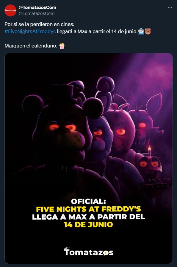 Five Nights at Freddy's will be available at Max starting June 14