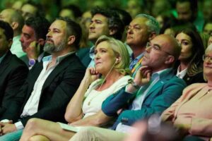 Abascal and Le Pen, at the far-right event organized by Vox in Madrid.