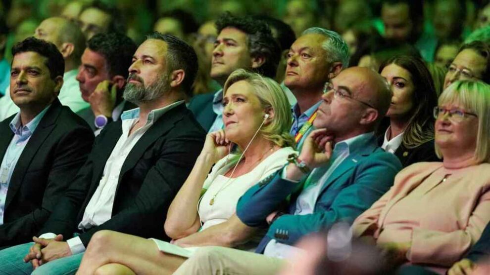 Abascal and Le Pen, at the far-right event organized by Vox in Madrid.