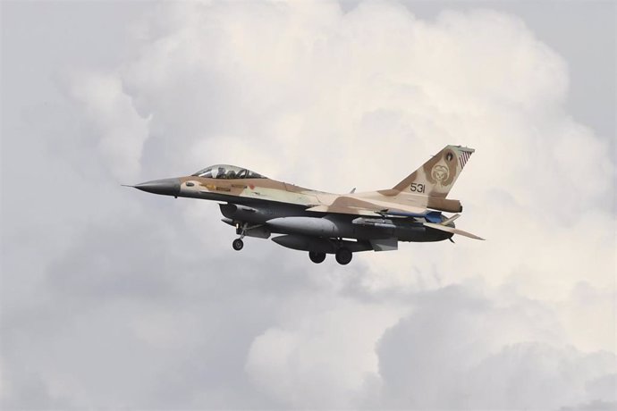 File - 17 August 2020, North Rhine-Westphalia, Noervenich: An Israeli F-16 fighter aircraft arrives at Noervenich airbase for joint military exercises with the Bundeswehr.  Photo: Roberto Pfeil/dpa