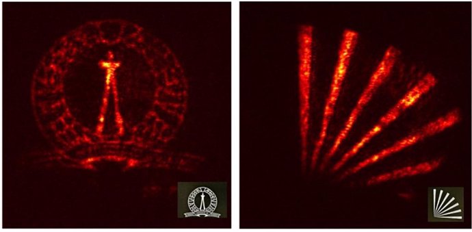 Representative converted images of the IISc logo and spokes where the object pattern at 1550 nm is converted to a wavelength of 622 nm