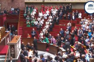 Left-wing deputies go to the French Parliament dressed in the colors of Palestine