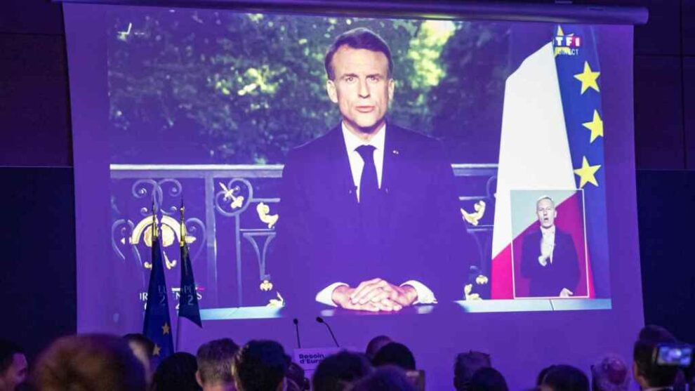 Headquarters of the RE Renaissance party, led by Emmanuel Macron.