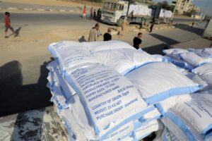 GAZA, May 31, 2024 -- Humanitarian aid arrives at a warehouse of the United Nations Relief and Works Agency for Palestine Refugees in the Near East (UNRWA) in the southern Gaza Strip city of Khan Younis, on May 31, 2024. The Hamas -run media office in Gaz