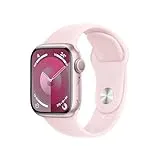 Apple Watch Series 9 [GPS] Smartwatch with 41 mm Pink Aluminum Case and Light Pink Sports Strap - Size S/M.  Training Monitor, Blood Oxygen App, Water Resistance