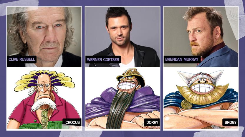 These actors will play Crocus, Dorry and Brogy in One Piece